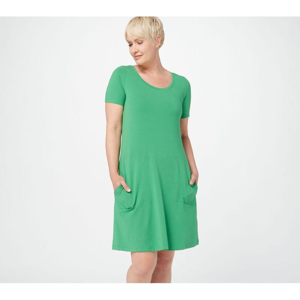 Isaac Mizrahi Live! Women's Dress Sz M Short-Sleeve Swing Green